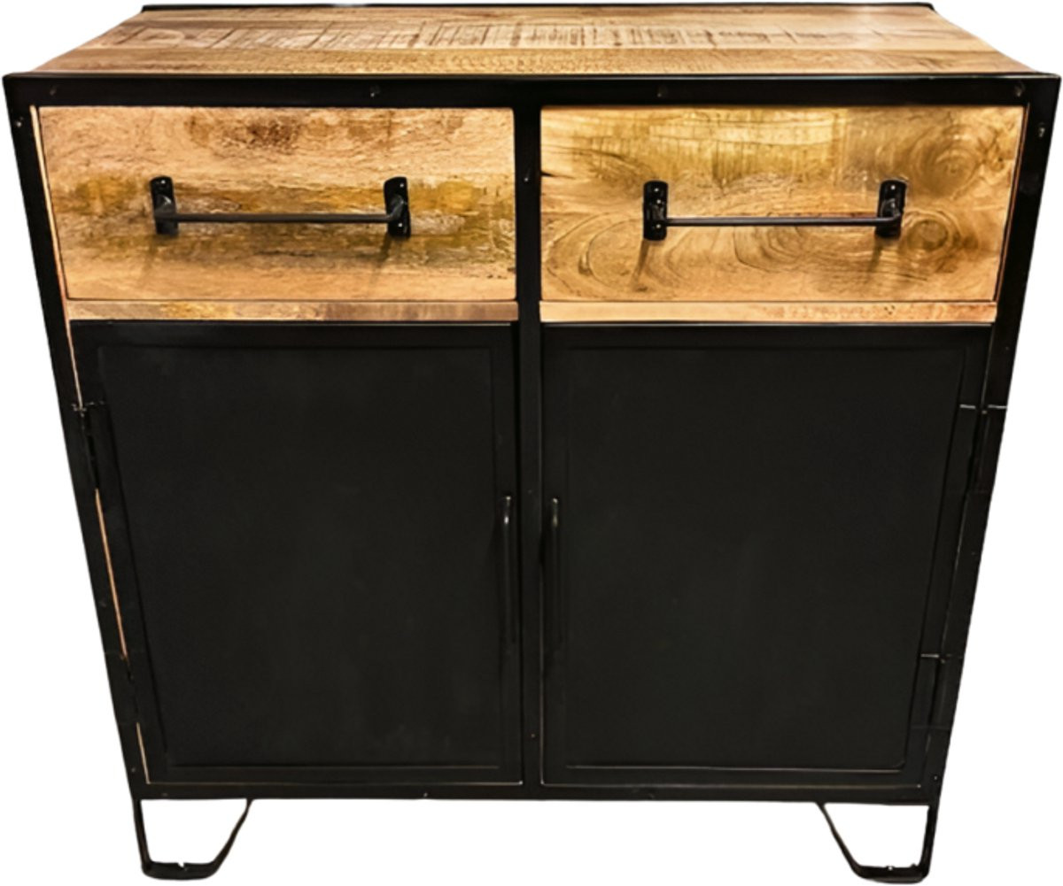 Industrieel dressoir van mangohout, Breedte: 80 cm