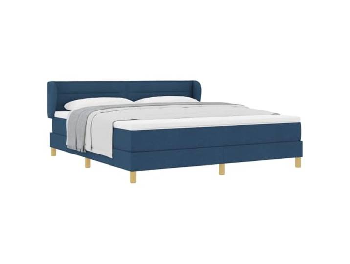 PUGYNBK Boxspringbett, Blau, 180 x 200 cm, mit Matratze Verstellbares Kopfteil, Struktur aus Kiefernholz, Taschenfedern, Pfostenfüße aus Kunststoff