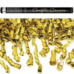 Konfetti Kanone mit Luftschlangen gold 60 cm