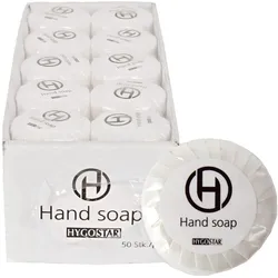Hygostar, Handseife, Hotelseife Handseife Stückseife 500 Stück 10x50 Stück/VE, einzeln verpackt in Plisseefalte (Hartseife)