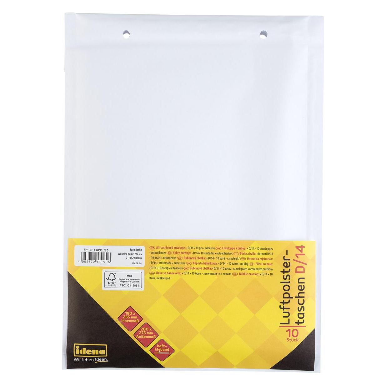 Idena Luftpolstertaschen D/14 haftklebend weiss 20x27,5cm (1 Stk.) (54533474)