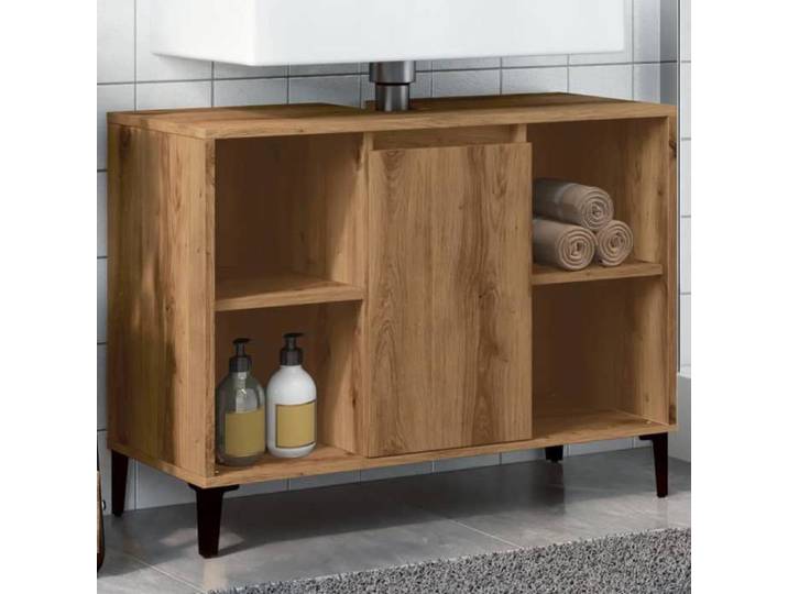 SALE 2025 Meuble bas sous évier - Armoire d'évier chêne artisanal 80x33x60 cm - bois d'ingénierie 17 65 Kg 1833