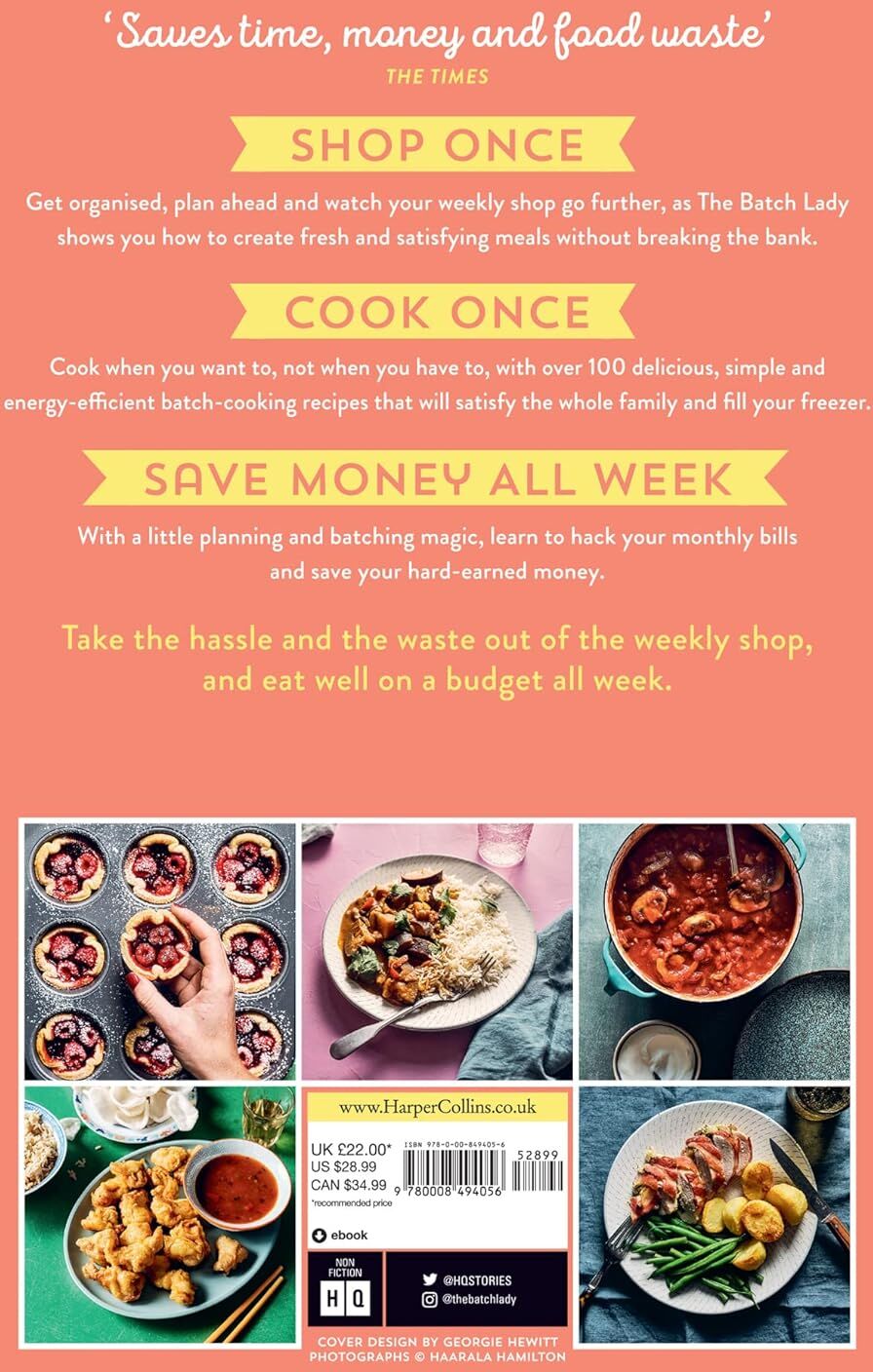 HQ The Batch Lady: Cooking on a Budget by Suzanne Mulholland - Hardback Cookbook - 100+ Budget-Friendly Batch-Cooking Recipes for Busy Families
