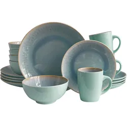 Echtwerk 16-teiliges Vintage Tafelservice "Ana" Modern-Design, für 4 Personen, Stilvolles Geschirrset aus Porzellan mit 4 x Speiseteller, 4 x Beilagenteller, 4 x Schüssel, 4 x Teetassen