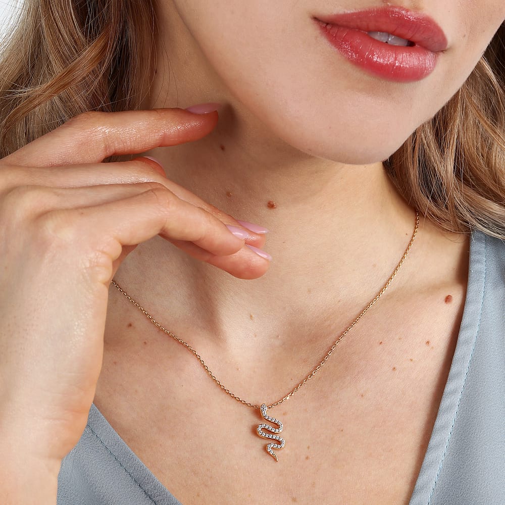 Collier Impala En Plaqué Or Et Oxyde Blanc Femme