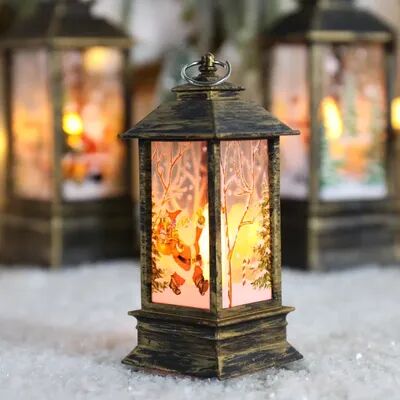Rare Purchases Elk Snowman Decorations Night Lights, Christmas Santa Lantern Wind Lights, Desktop Merry Christmas Decoration bronze santa Claus
