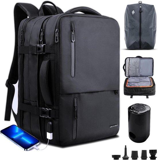 Laptop-Rucksack - Reise-Rucksack - Für Geschäftsreisen - Erweiterbar - Bis zu 40 Liter - Schwarz