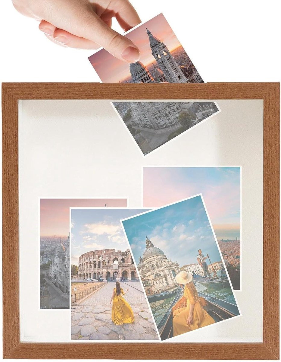Herinneringsdoos Souvenir Display Donker Walnoot B/D/H: 29 x 29 x 4.5 cm