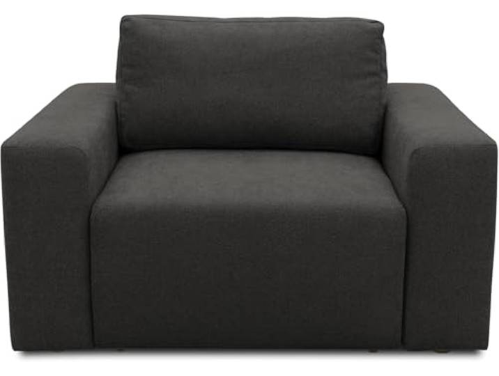 DOMO. collection Sessel Lares, Federkernpolsterung, Grau Sessel mit Federkernpolsterung und losen Rückenkissen, harmonisch zum Sofa, 106 x 116 x 85 cm (BxTxH)