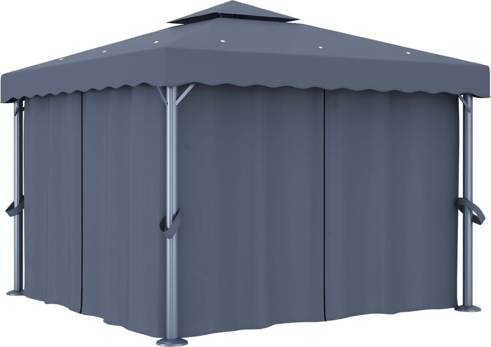 Pavillon mit Vorhang 3x3 m Anthrazit Aluminium