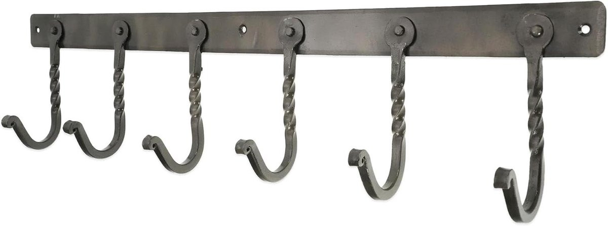 Infinity Decor Vintage Gietijzeren Wandkapstok met 6 Haken - Tinnen Kleur
