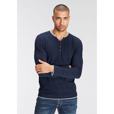 Longsleeve AJC, Herren, Gr. S (48/50), blau (marine), Jersey, Obermaterial: 60% Baumwolle, 40% Polyester, unifarben, schmal, Rundhals, Shirts, Langarm, schmal geschnitten, Rundhalsausschnitt