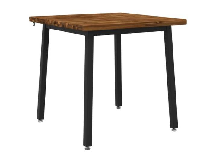 HFXHIJXQ Esstisch 80x80x75 cm Quadratischer Tisch Massivholz Akazie Stabile Platte mit schwarzem Stahlgestell für Esszimmer und Küche, inklusive verstellbarer Bodengleiter.