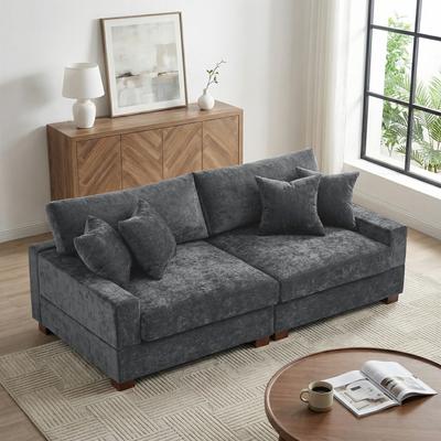 Lumibee Modern Upholstered Chenille Modular Sectional Sofa with Pillow