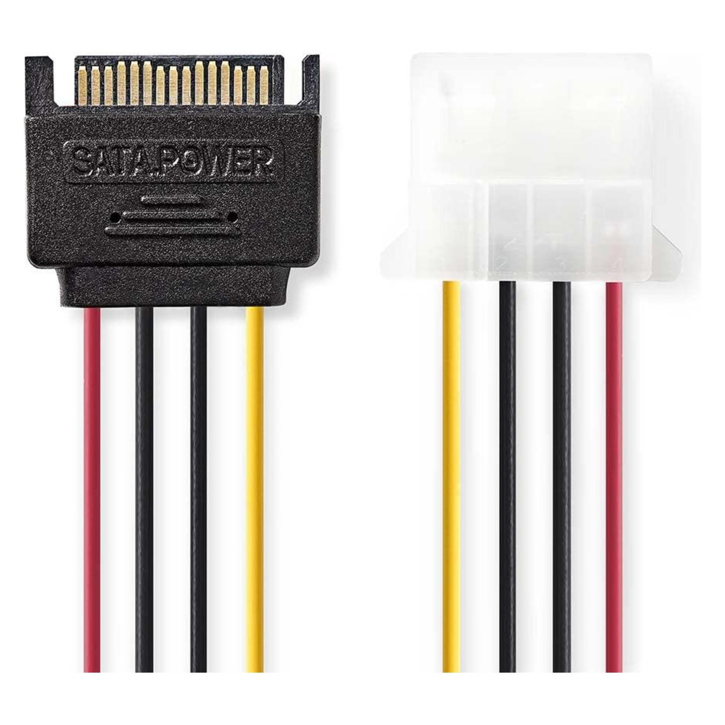 Nedis Interne Stromkabel | SATA 15-Pin Stecker | Molex Buchse | Vergoldet | 0.15 m | rund | PVC | Me (15 cm) (CCGP73530VA015)
