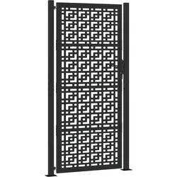vidaXL Gartentor Schwarz 105x205 cm Stahl Kreuz-Design