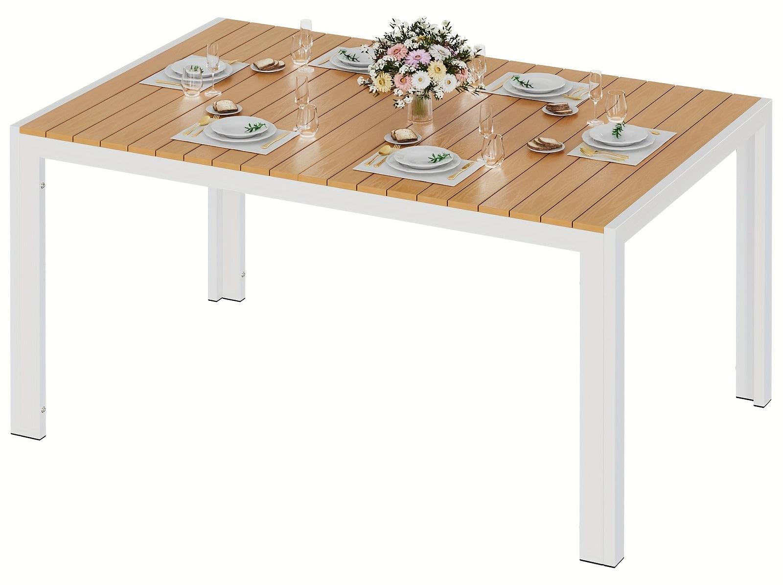Gartentisch - Terrassentisch - Patio-Tisch - WPC-Tisch - 140x90 cm - Wetterbeständiger Aluminiumrahmen