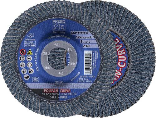PFERD TOOLS 69398196PFR 125-L Z 40 SGP CURVE STEELOX Fächerschleifscheibe Durchmesser 125mm Körnung (num) 40 2St.