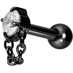 Titan Ohrpiercing mit Innengewinde KRISTALL + KETTE