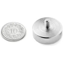 5x Supermagnete, Magnet, Topfmagnet mit Gewindezapfen (2x)