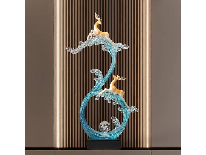 Ornement d'art de sculpture, chevauchant le vent et les vagues, niches de salon, meuble TV, intensifications de cerf, décoration de bureau personnalisée