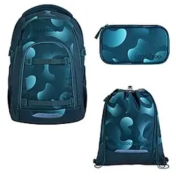 Coocazoo Mate Aqua Flow Schulrucksack Set 3tlg