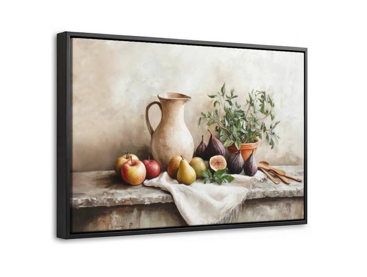MuchoWow Leinwand Bilder mit Rahmen - Obst - Kräuter - Ländlich - 60x40, Naturfarben, Rechteckig, 60x40 cm, gerahmt, Bilder & Rahmen, Bilder, Leinwandbilder