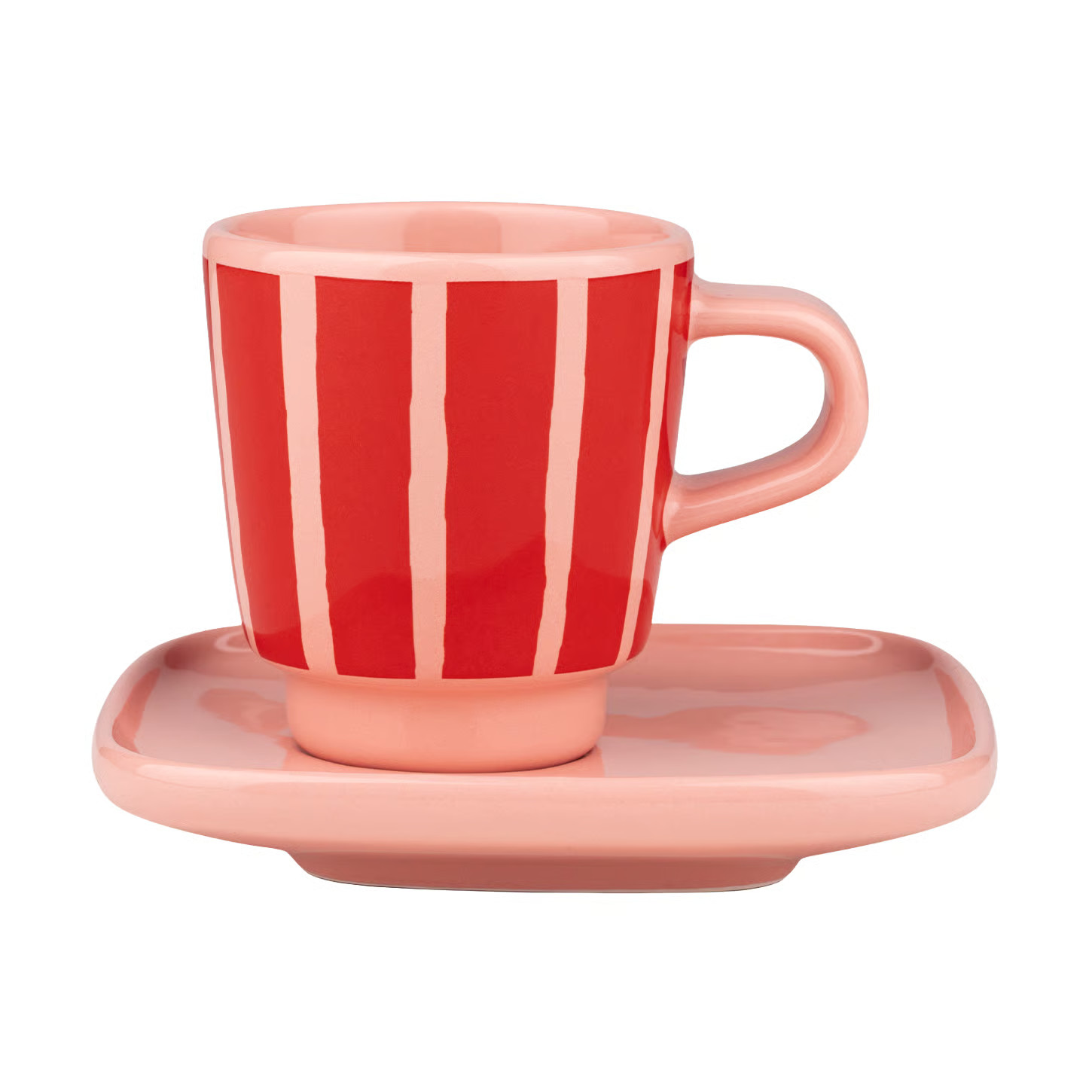 Marimekko Piccolo espresso kopje met schotel Salmon red-orange red, 5 cl