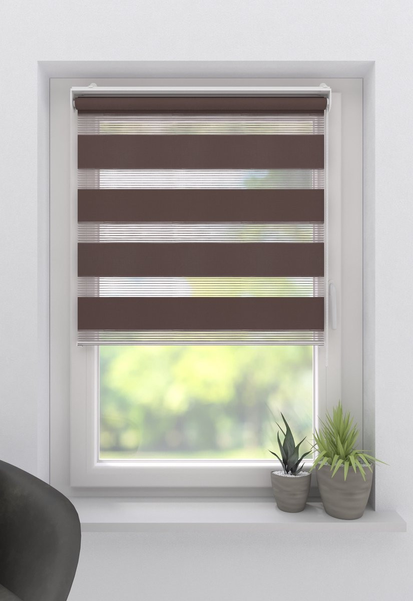 DTCH Duo Rolgordijn Splendid Open Day & Night - Lichtdoorlatend - Brown - B: 120 cm, H: 180 cm