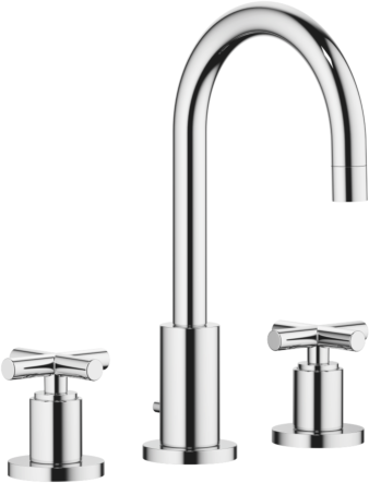 Dornbracht Waschtisch Armatur Tara. 2071089200 chrom,Ausladung 135mm,Kreuzgriffe,3 Loch Armatur