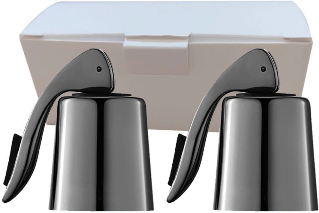 INF Weinstopper mit komplettem Kunststoffgriff, Edelstahl-Expander – 2er-Pack, luftdichter Verschluss Schwarz