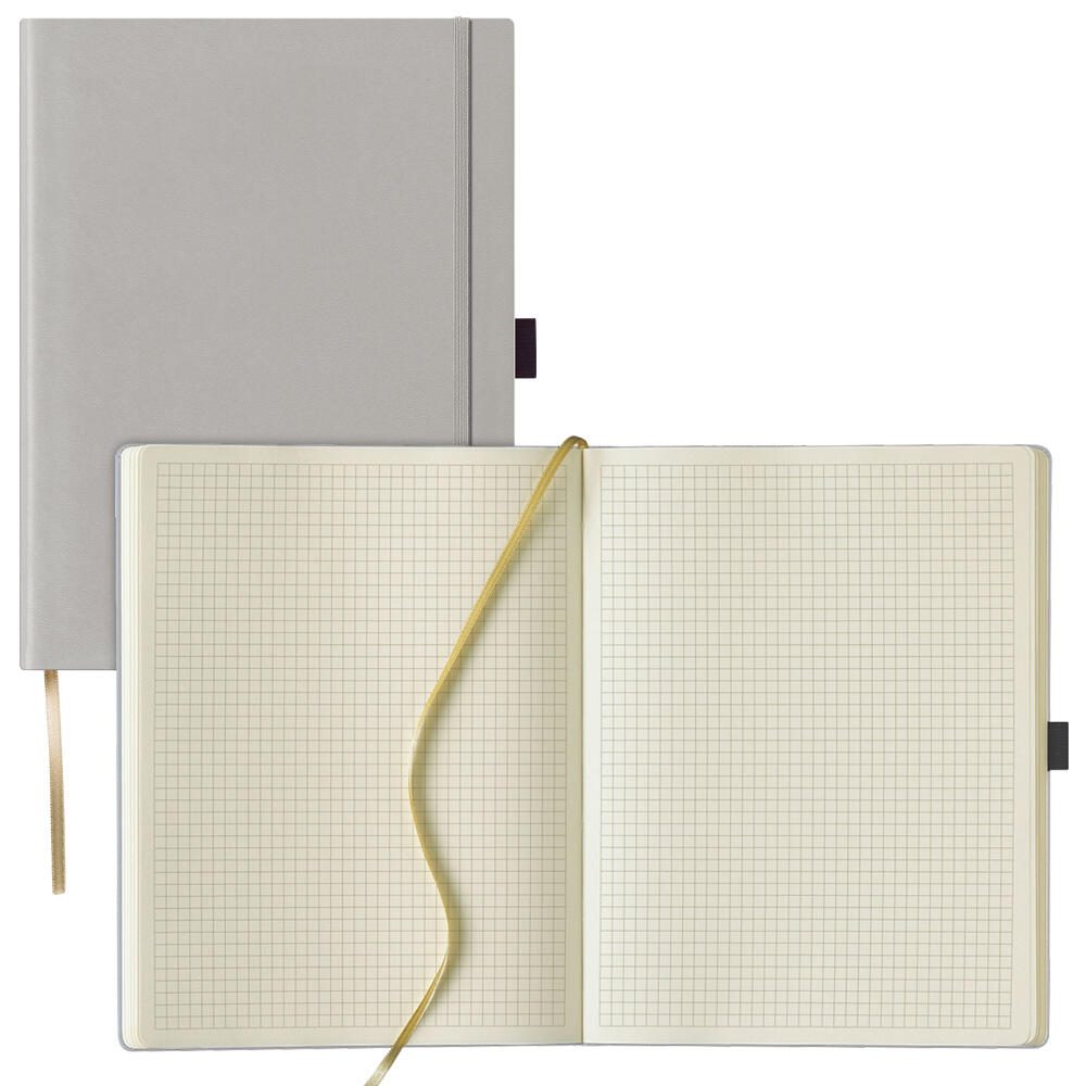 Lediberg Notizbuch ca. DIN A4 kariert, 240 Seiten silbergrau Q28 25-488