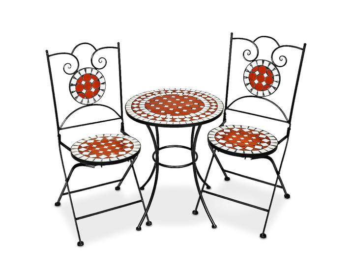 Ensemble table et chaises de jardin - marron