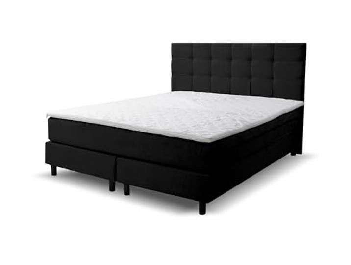 VENASI MÖBEL Boxspringbett 140x200, Boss Doppelbett Schwarz Velourstoff Bett 140x200, Doppelbett mit Komfortschaumkern-Topper (4 cm) für extra Liegekomfort