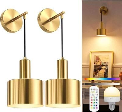Uplift Picks LumaArt Rechargeable RGB Wall Sconce Set gold (2 Packs) 0 5 W