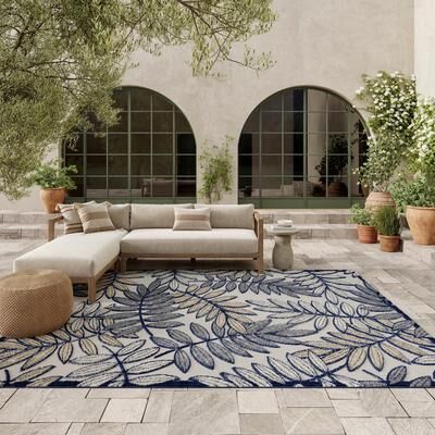Nourison Aloha Leaf Print Vibrant Indoor/Outdoor Area Rug