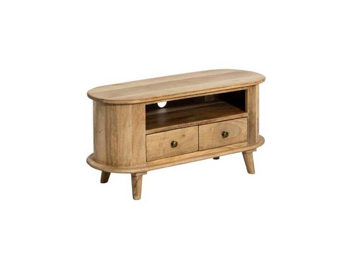 Petit meuble TV arrondi en bois de manguier Maëva