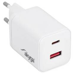 Akyga USB Ladegerät 45 W USB-C®, USB-A USB PD 3.0 Weiß mobil GaN AK-CH-28