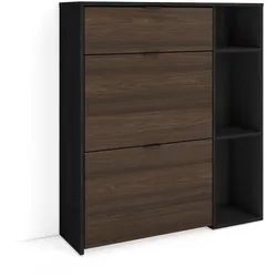SKRAUT HOME Schuhregal, Schuhschrank, 90x27x102cm, 10 Paar Schuhe, Schuh Organizer, Schwarz und Dunkler Eiche _670_2