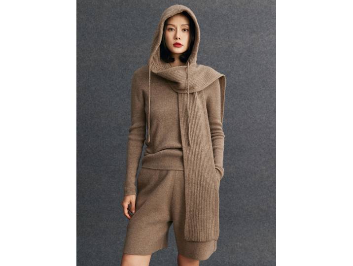 TLOML Chic femmes 100% cachemire automne hiver câble tricot à capuche cachemire écharpe chapeau garder au chaud cachemire tricoté écharpe haut tendance