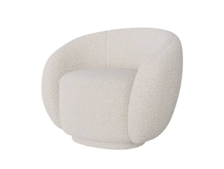 Fauteuil en tissu bouclé blanc - Naya - Maison Pavane