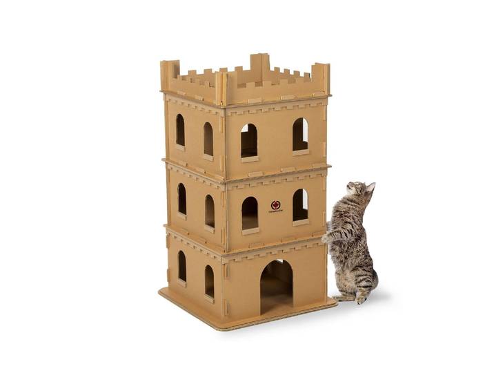 Kratztonne Katzenburg XL Sir Scratch-A-Lot , beige (natur), B:62cm H:105cm L:62cm, Kratzbretter, Kratztonne
