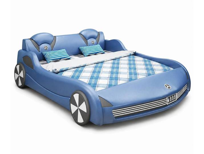 JVmoebel Autobett Blaues Kinderbett Bett für Jungen Auto-Bett LED Kinderbetten, Made in Europa