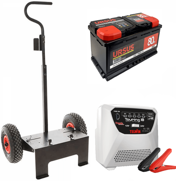 T.O. Kit complet : chariot Volpi + batterie 80 Ah + chargeur de batterie Telwin Touring 18
