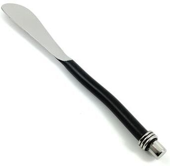 Vibhsa Black Curved Handle Stainless Steel Pate Knife and Cheese Butter Spreader, Set of 4