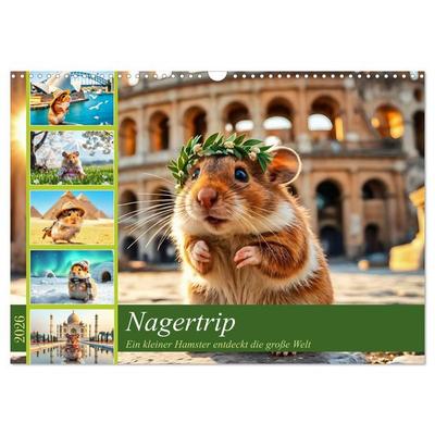 Nagertrip - Ein kleiner Hamster entdeckt die große Welt (Wandkalender 2026 DIN A3 quer), CALVENDO Monatskalender