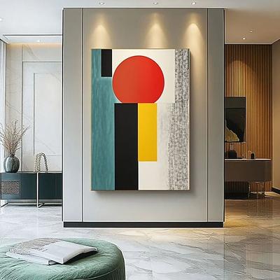 handgemaltes modernes Poster abstraktes Poster farbenfrohe Kunst farbenfrohe Formen Poster Büro Gemälde Komposition abstraktes Gemälde minimalistisches Poster