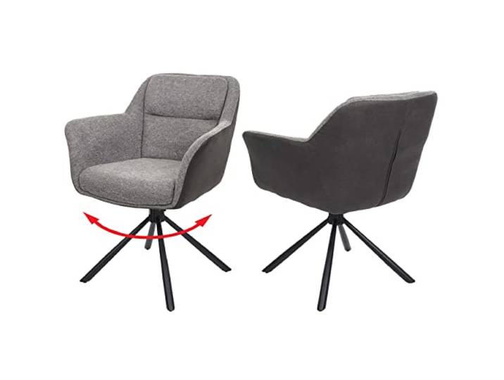 Mendler 2er-Set Esszimmerstuhl HWC-K33 Stoff - Kunstleder, grau-dunkelgrau