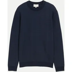 Gemusterter Pullover mit Rundhalsausschnitt 40818-navy zig zag 3XL