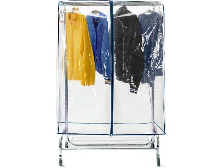 Housse de protection pour portant à vêtements waterproof transparent ouverture et fermeture faciles L96 HOUSSE DE RANGEMENT